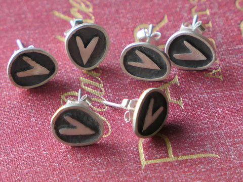 Silver Heart in Circle Studs