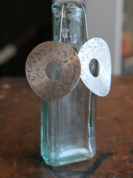 Large Sterling Silver Textured Disk Earrings