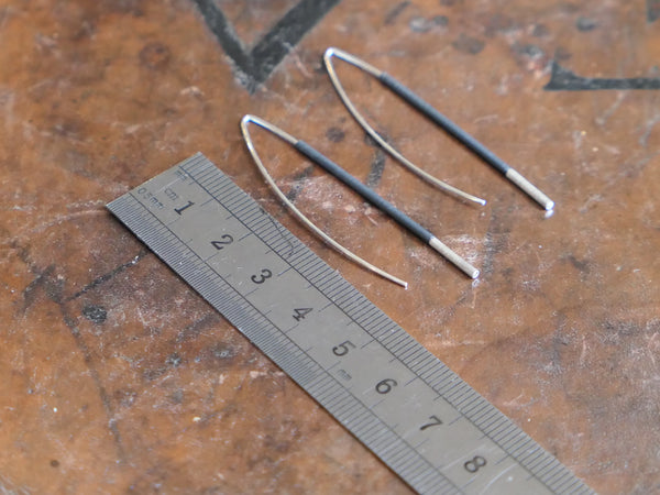 Oxidised Sterling Silver Thread Through Tube Earrings