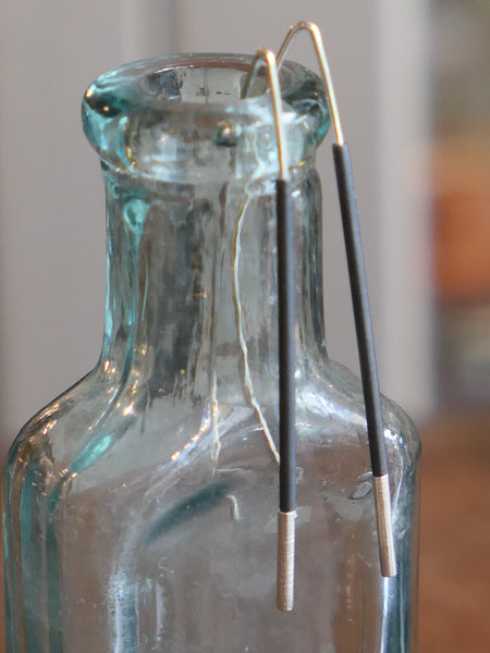 Oxidised Sterling Silver Thread Through Tube Earrings