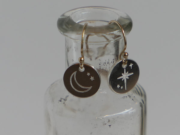 North Star and Moon Earrings