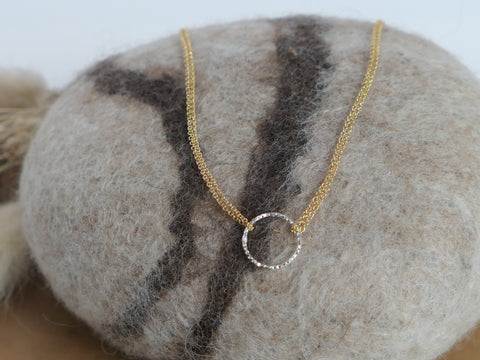 Halo Necklace 14K Rolled Gold and Silver