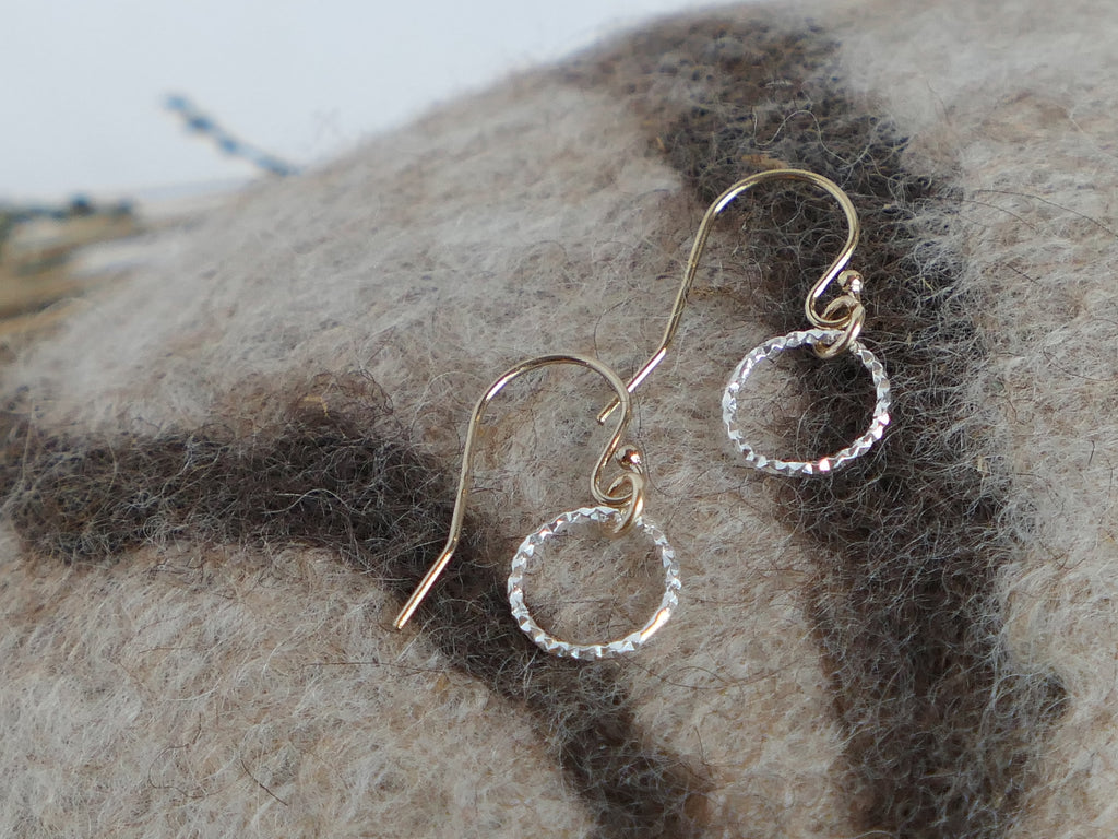 Halo Earrings Silver and Rolled Gold