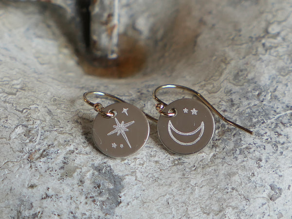 North Star and Moon Earrings