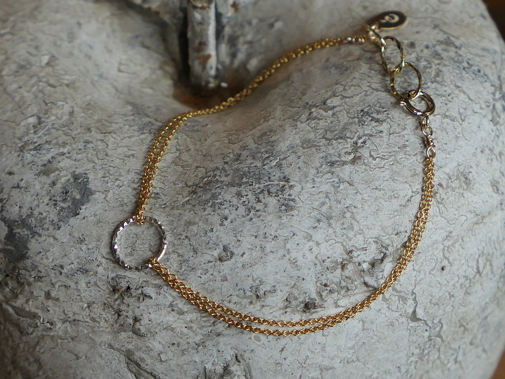 Halo Bracelet 14K Rolled Gold and Silver