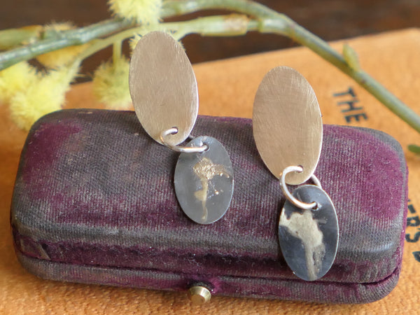 Double Oval Drop Earrings