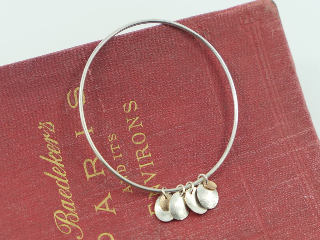 Silver Bangle with Moving Ovals and 14ct Gold Filled Ovals