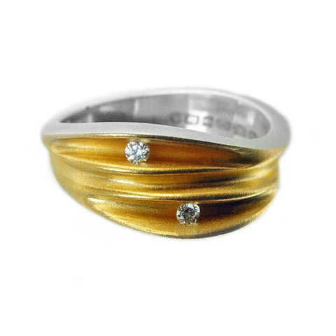 Duo Diamond Silver Shell Ring
