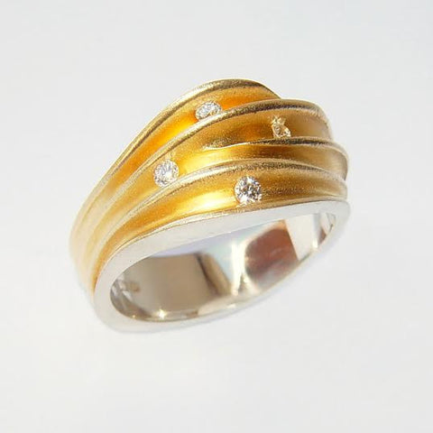 Silver and Diamond Multi-Trapped Ring