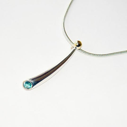 Blue Topaz and Silver Wiggle Necklace